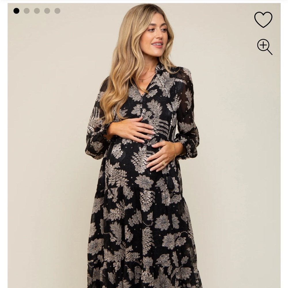 Floral Black Maternity Dress